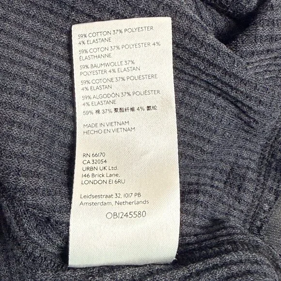 We The Free Buttercup Waffle Knit Pullover Womens S Black Cotton Blend V Neck - Picture 6 of 14